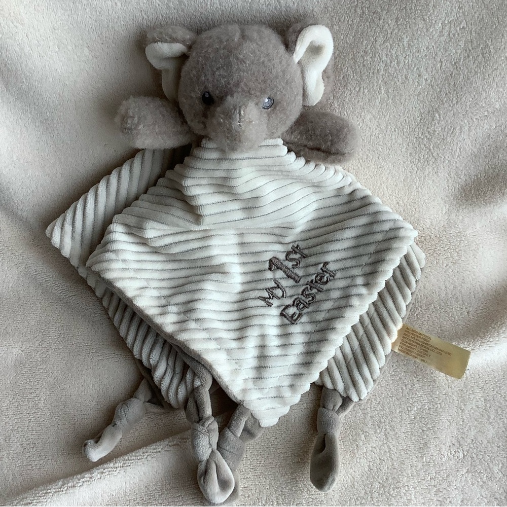 MTY International Plush Elephant Lovey My 1st Easter Rattle Security Blanket Toy
